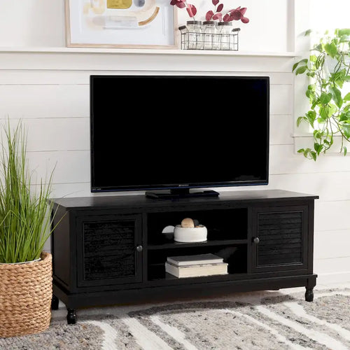 2-Door 1-Shelf Media Stand with Open Shelf and Storage, 47"W x 16"D x 20"H