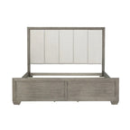 Ennesley Gray Wood Bedroom Set with Upholstered Panel Bed, Dresser, Mirror, Nightstand, and Chest