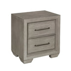 Ennesley Gray Wood Bedroom Set with Upholstered Panel Bed, Dresser, Mirror, Nightstand, and Chest
