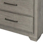 Ennesley Gray Wood Bedroom Set with Upholstered Panel Bed, Dresser, Mirror, Nightstand, and Chest