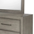 Ennesley Gray Wood Bedroom Set with Upholstered Panel Bed, Dresser, Mirror, Nightstand, and Chest