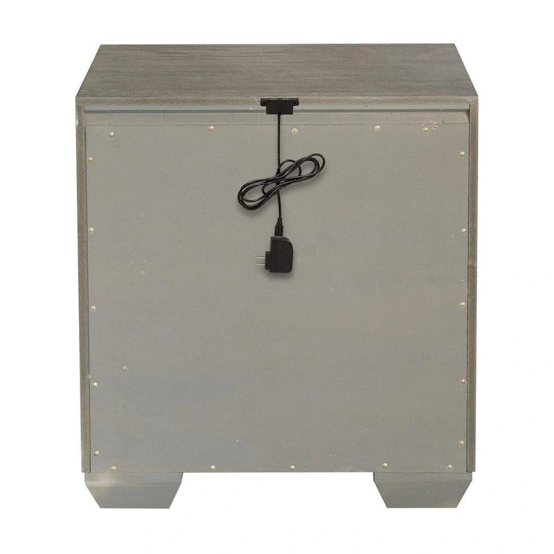 Ennesley Gray Wood Bedroom Set with Upholstered Panel Bed, Dresser, Mirror, Nightstand, and Chest