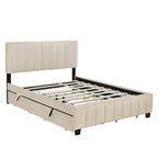 Queen Size Velvet Upholstered Platform Bed with 2 Drawers and 1 Twin XL Trundle
