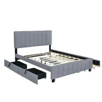 Queen Size Velvet Upholstered Platform Bed with 2 Drawers and 1 Twin XL Trundle
