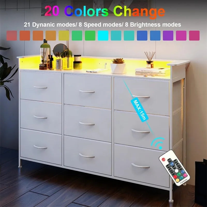 White Dresser with LED Light