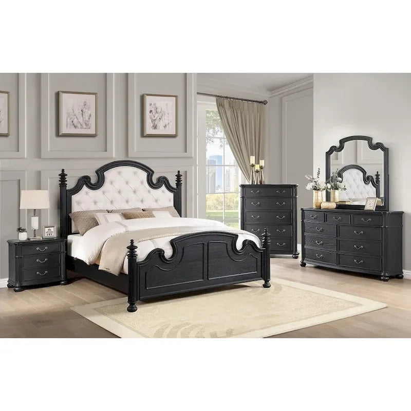 Taylor Black 5-piece Tufted Upholstered Bedroom Set