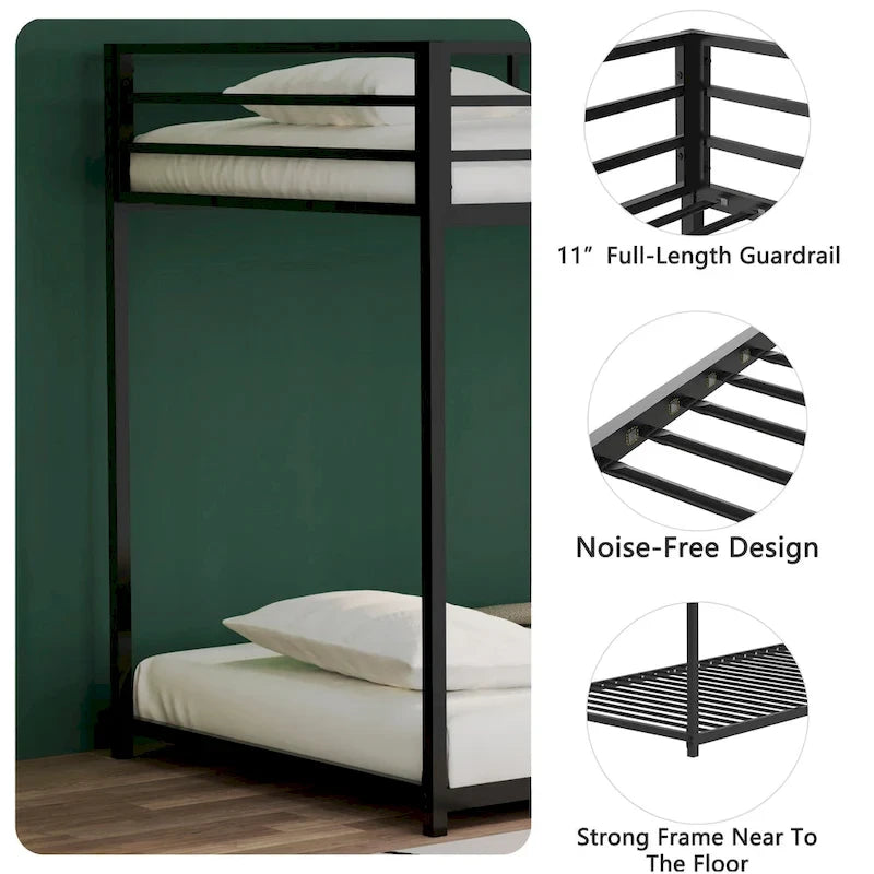 Twin over Twin Metal Bunk For Bedroom
