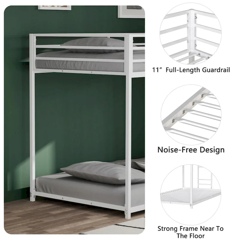 Twin over Twin Metal Bunk For Bedroom