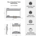 Twin over Twin Metal Bunk For Bedroom