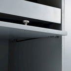 LED Wood 44.03 in. Kitchen Island with Flip Doors Sliding Glass Doors