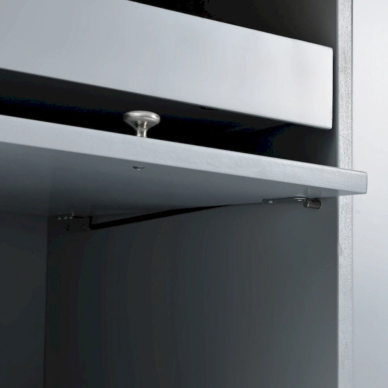 LED Wood 44.03 in. Kitchen Island with Flip Doors Sliding Glass Doors