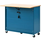 LED Wood 44.03 in. Kitchen Island with Flip Doors Sliding Glass Doors