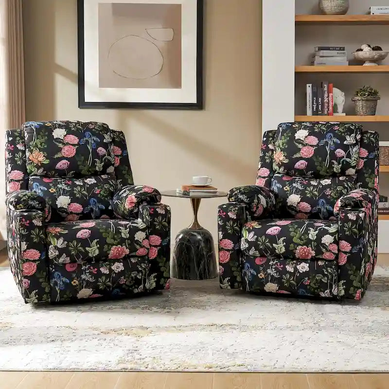 Larry Traditional Floral Dual Motor Heated Lift Assist Power Recliner with Massage Set of 2 by