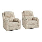 Larry Traditional Floral Dual Motor Heated Lift Assist Power Recliner with Massage Set of 2 by