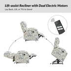 Larry Traditional Floral Dual Motor Heated Lift Assist Power Recliner with Massage Set of 2 by