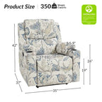 Larry Traditional Floral Dual Motor Heated Lift Assist Power Recliner with Massage Set of 2 by