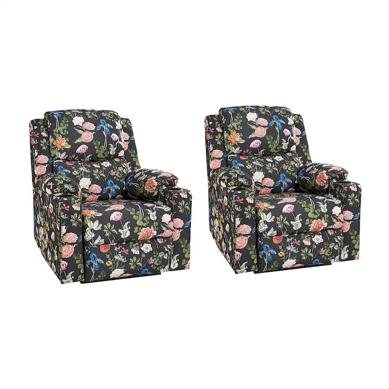 Larry Traditional Floral Dual Motor Heated Lift Assist Power Recliner with Massage Set of 2 by