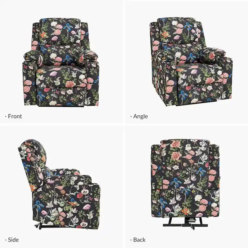 Larry Traditional Floral Dual Motor Heated Lift Assist Power Recliner with Massage Set of 2 by