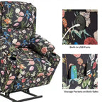 Larry Traditional Floral Dual Motor Heated Lift Assist Power Recliner with Massage Set of 2 by
