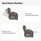 Larry Traditional Floral Dual Motor Heated Lift Assist Power Recliner with Massage Set of 2 by