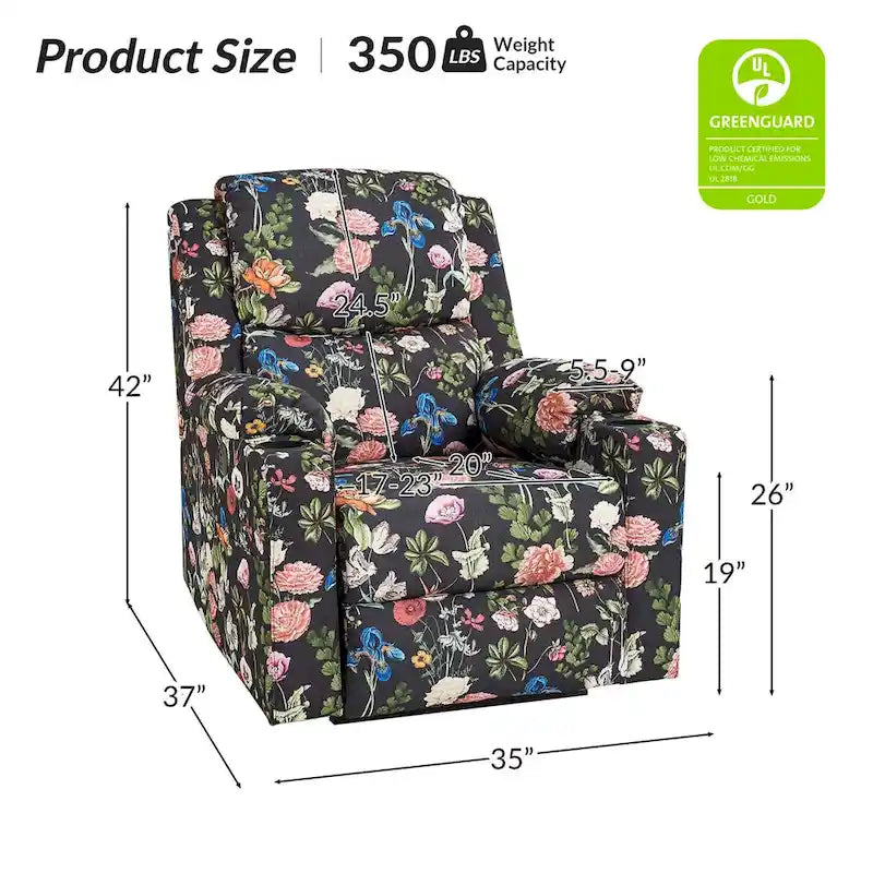 Larry Traditional Floral Dual Motor Heated Lift Assist Power Recliner with Massage Set of 2 by