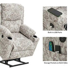 Larry Traditional Floral Dual Motor Heated Lift Assist Power Recliner with Massage Set of 2 by