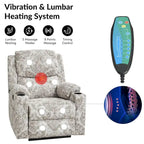 Larry Traditional Floral Dual Motor Heated Lift Assist Power Recliner with Massage Set of 2 by