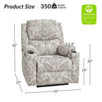 Larry Traditional Floral Dual Motor Heated Lift Assist Power Recliner with Massage Set of 2 by
