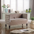 Modern Velvet Tufted Nailhead Storage Settee Loveseat