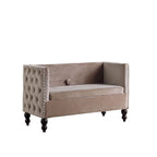 Modern Velvet Tufted Nailhead Storage Settee Loveseat