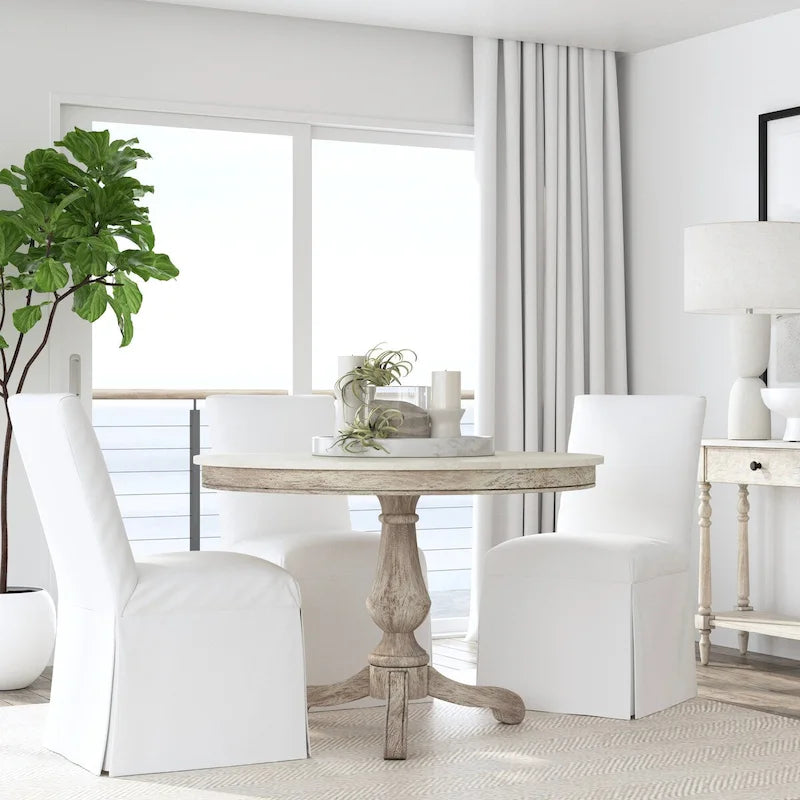 Danielle 44Round Pedestal Marble Dining Table