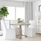 Danielle 44Round Pedestal Marble Dining Table