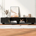 Modern TV Stand with Glass Door 2 Drawers and Cabinets for TVs up to 80 Inches