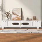 Modern TV Stand with Glass Door 2 Drawers and Cabinets for TVs up to 80 Inches