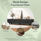 Modern TV Stand with Glass Door 2 Drawers and Cabinets for TVs up to 80 Inches