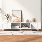 Modern TV Stand with Glass Door 2 Drawers and Cabinets for TVs up to 80 Inches