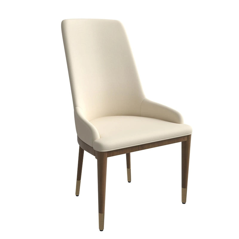 Upholstered Leather Dining Chair with Rubberwood Frame Side Chair High Back and Gold Accent Legs for Living Room