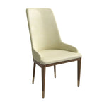 Upholstered Leather Dining Chair with Rubberwood Frame Side Chair High Back and Gold Accent Legs for Living Room