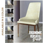 Upholstered Leather Dining Chair with Rubberwood Frame Side Chair High Back and Gold Accent Legs for Living Room