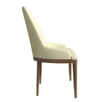 Upholstered Leather Dining Chair with Rubberwood Frame Side Chair High Back and Gold Accent Legs for Living Room
