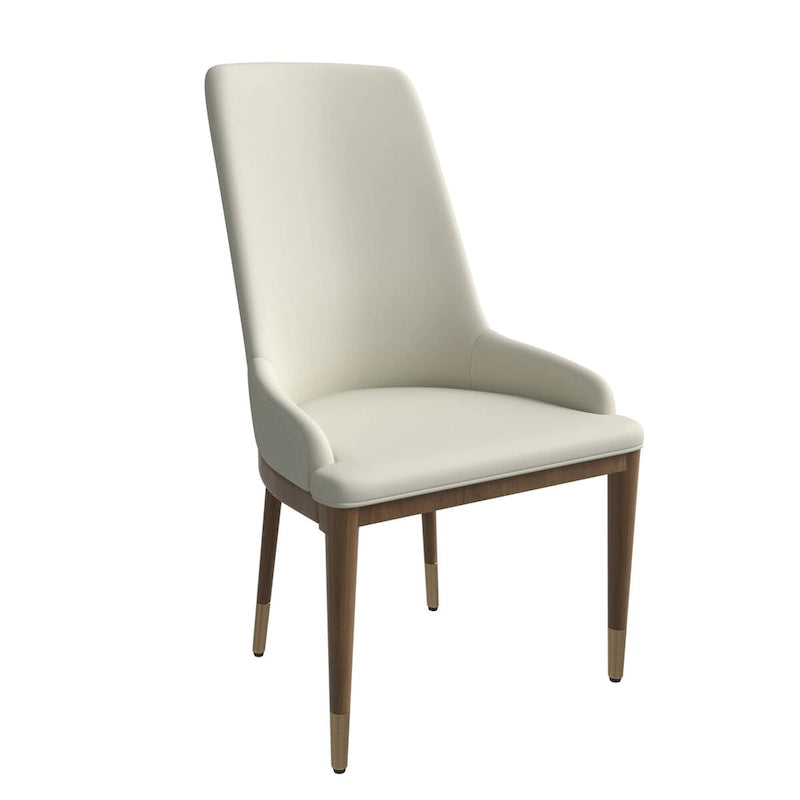 Upholstered Leather Dining Chair with Rubberwood Frame Side Chair High Back and Gold Accent Legs for Living Room