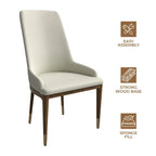 Upholstered Leather Dining Chair with Rubberwood Frame Side Chair High Back and Gold Accent Legs for Living Room