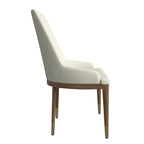 Upholstered Leather Dining Chair with Rubberwood Frame Side Chair High Back and Gold Accent Legs for Living Room