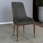Upholstered Leather Dining Chair with Rubberwood Frame Side Chair High Back and Gold Accent Legs for Living Room