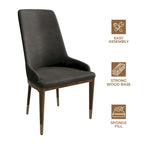 Upholstered Leather Dining Chair with Rubberwood Frame Side Chair High Back and Gold Accent Legs for Living Room