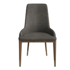 Upholstered Leather Dining Chair with Rubberwood Frame Side Chair High Back and Gold Accent Legs for Living Room