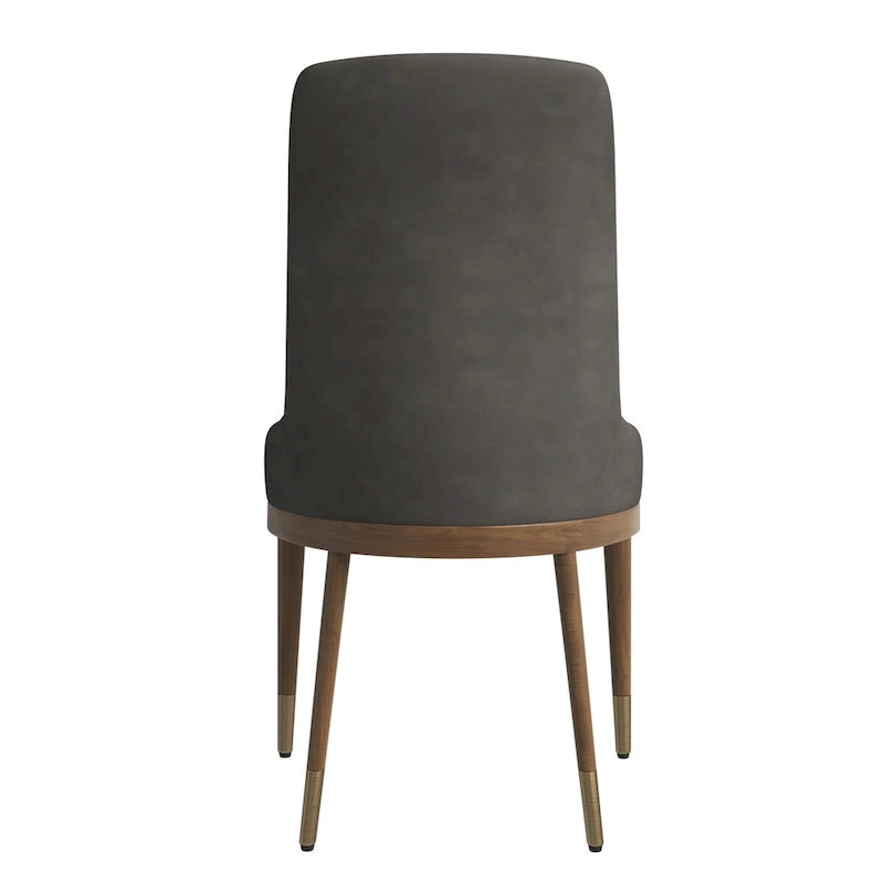 Upholstered Leather Dining Chair with Rubberwood Frame Side Chair High Back and Gold Accent Legs for Living Room