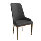 Upholstered Leather Dining Chair with Rubberwood Frame Side Chair High Back and Gold Accent Legs for Living Room