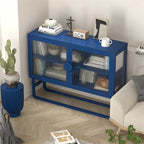 Stylish Tempered Glass Cabinet Credenza with 2 Fluted Glass Doors