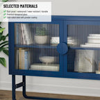 Stylish Tempered Glass Cabinet Credenza with 2 Fluted Glass Doors